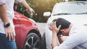 arguing after a car traffic accident collision